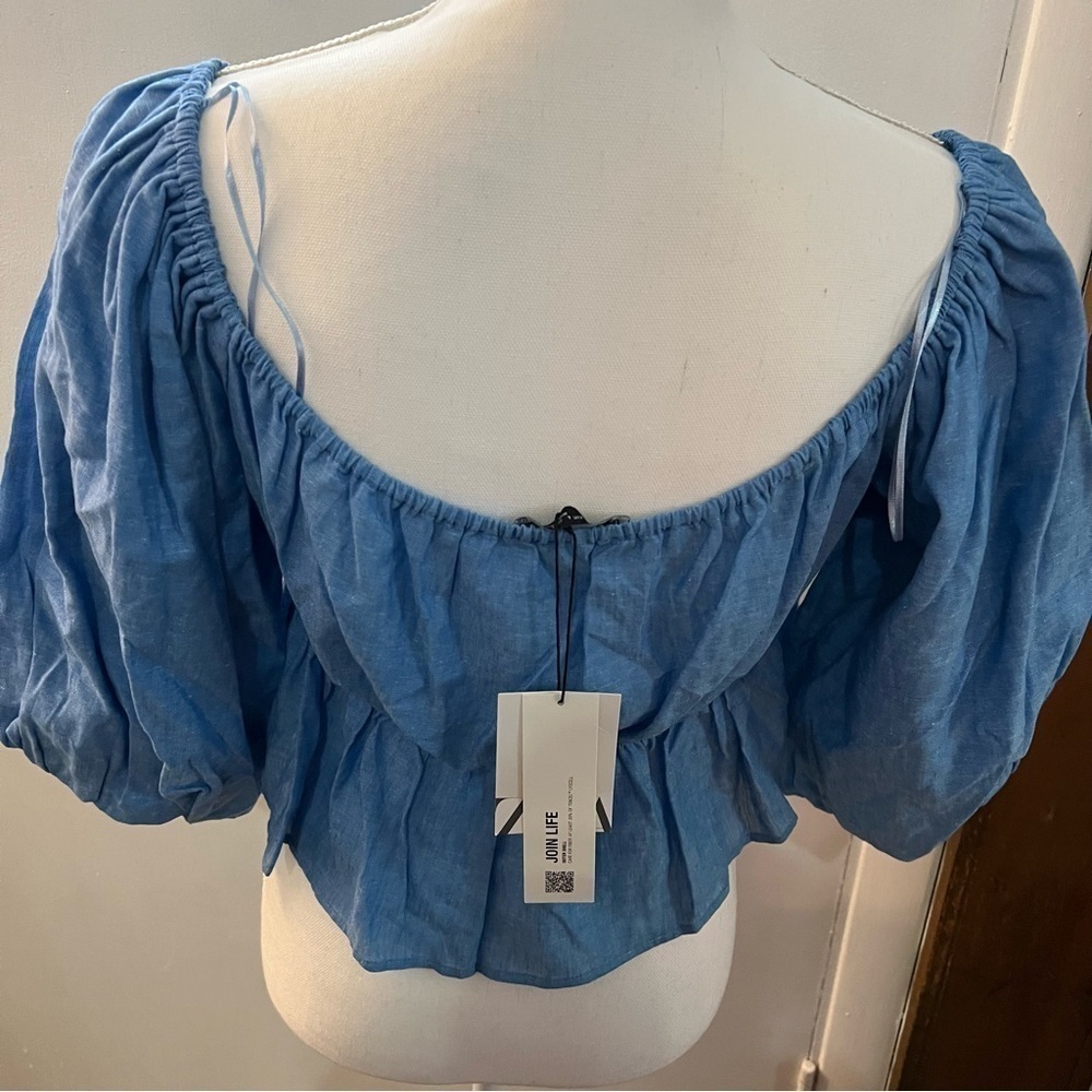 ZARA linen blend knotted top (L) - Picture 13 of 17